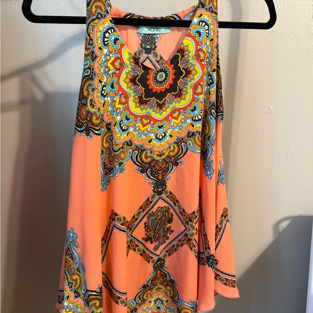 Karlie Orange Asymmetrical Sleeveless Tank Top